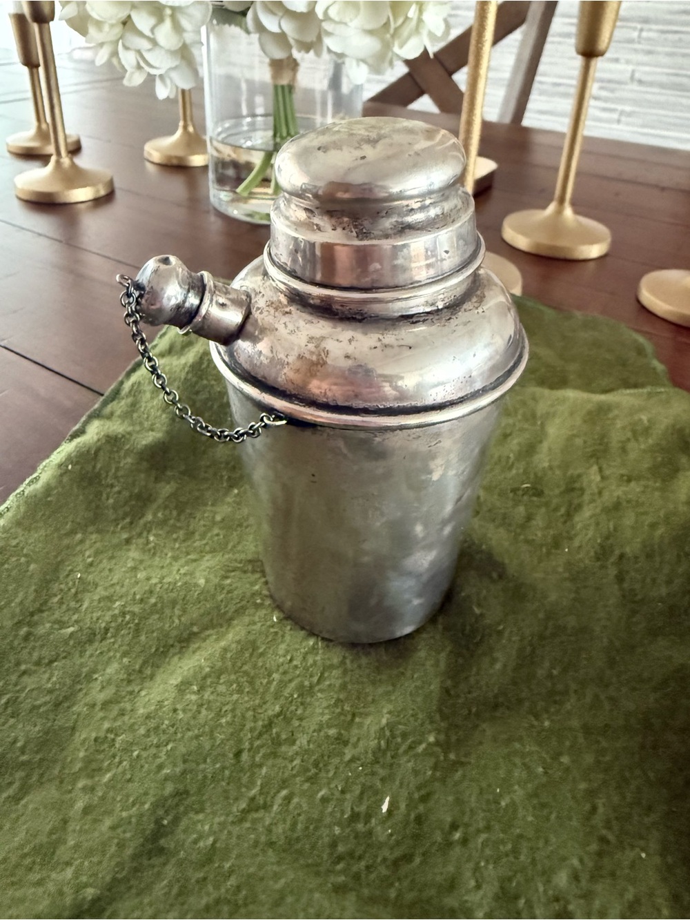 Reed & Barton Cocktail Shaker with Chain Cap